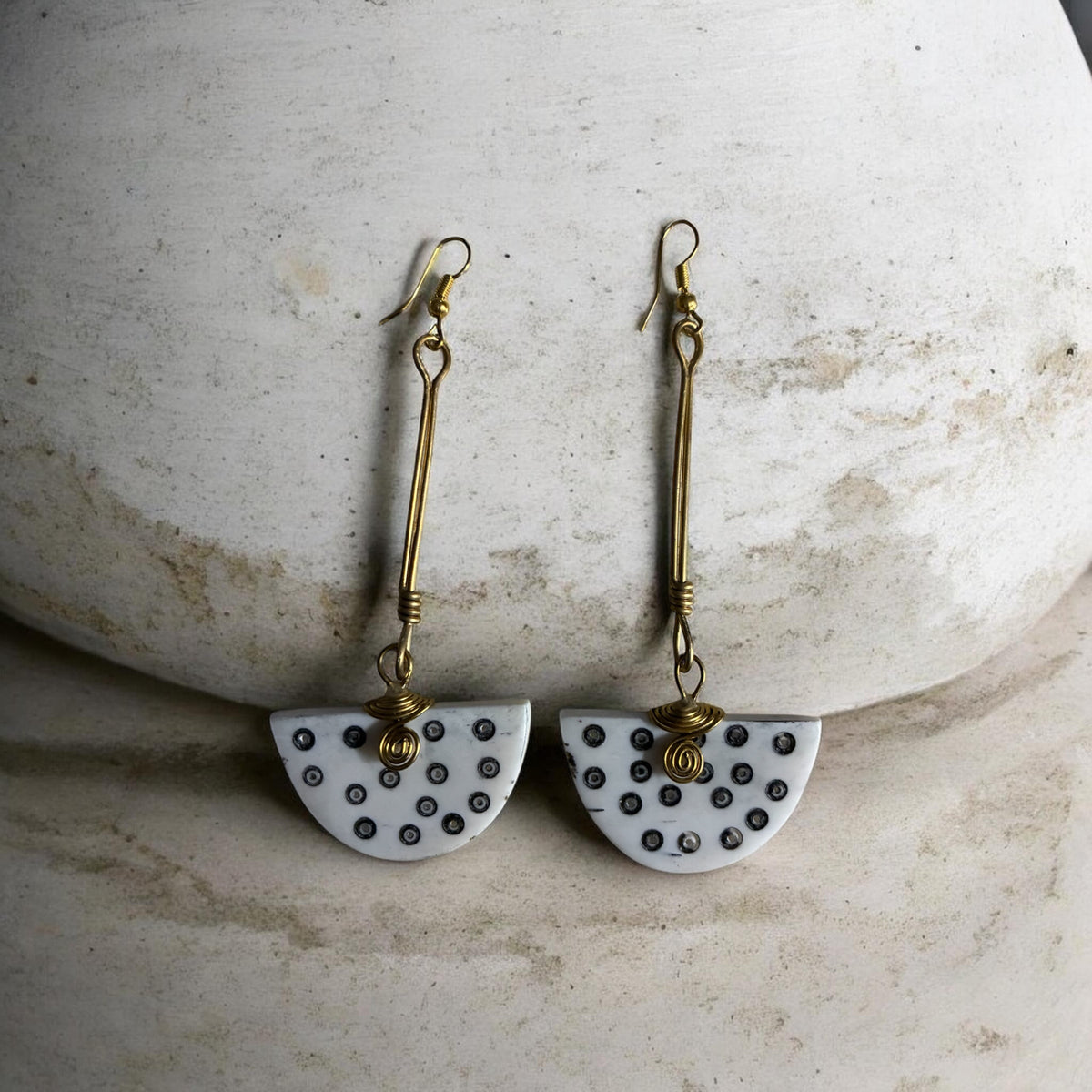 Bone and Brass Earrings- Zuri Heritage Collection