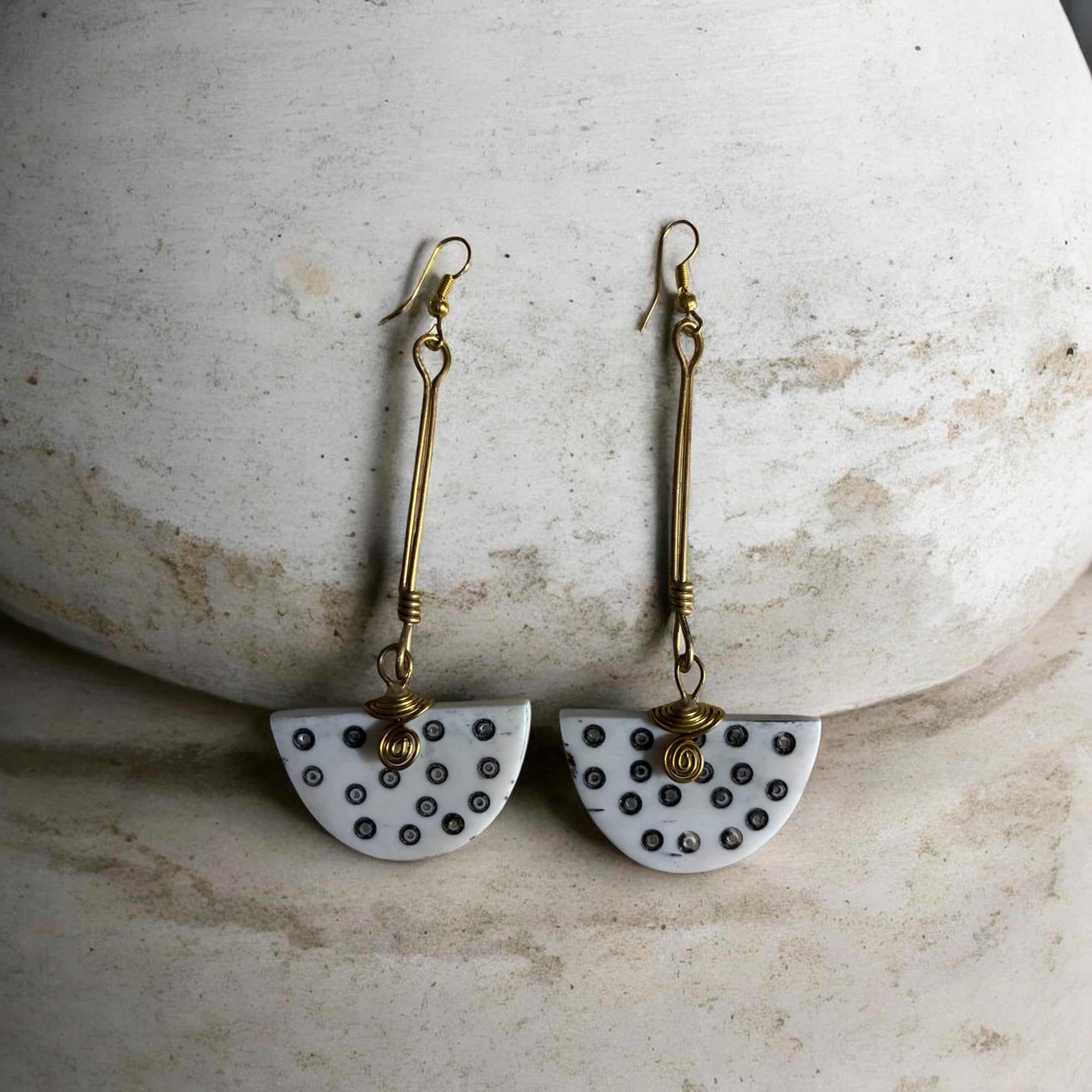 Bone and Brass Earrings- Zuri Heritage Collection
