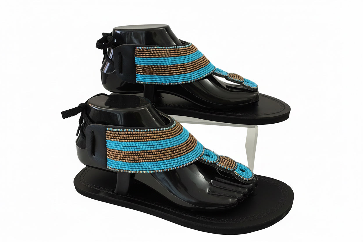 Maasai Sky Beaded Leather Gladiators