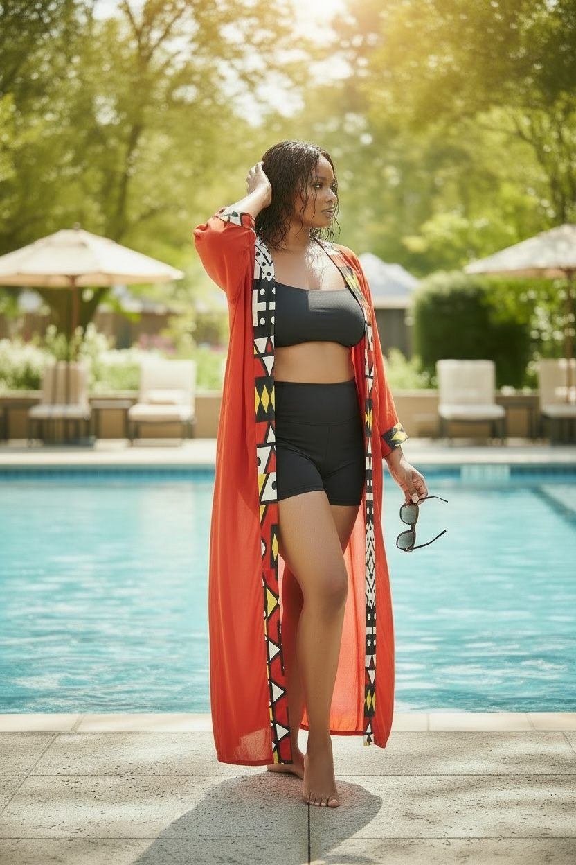 Royal Geometry Ankara Kimono