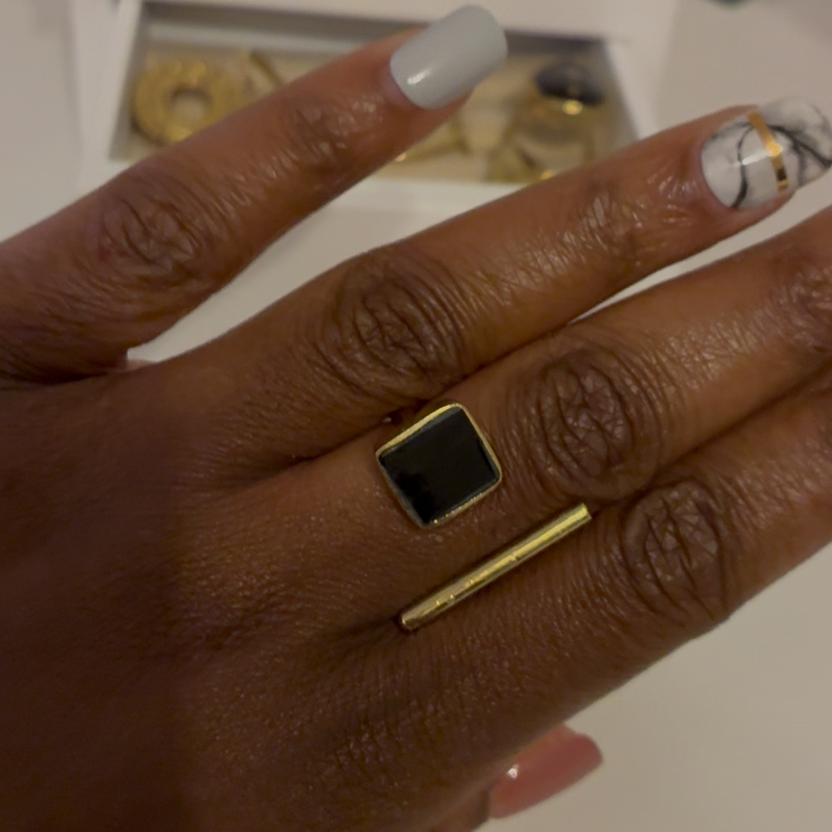 Nairobi Noir Cow Horn Ring