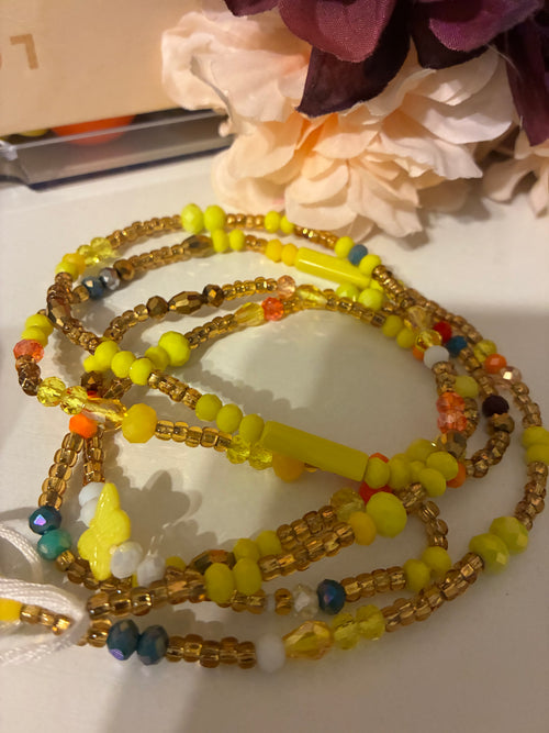 Butterfly Sun Waist Beads, Traditional Tie-On African Waist Beads