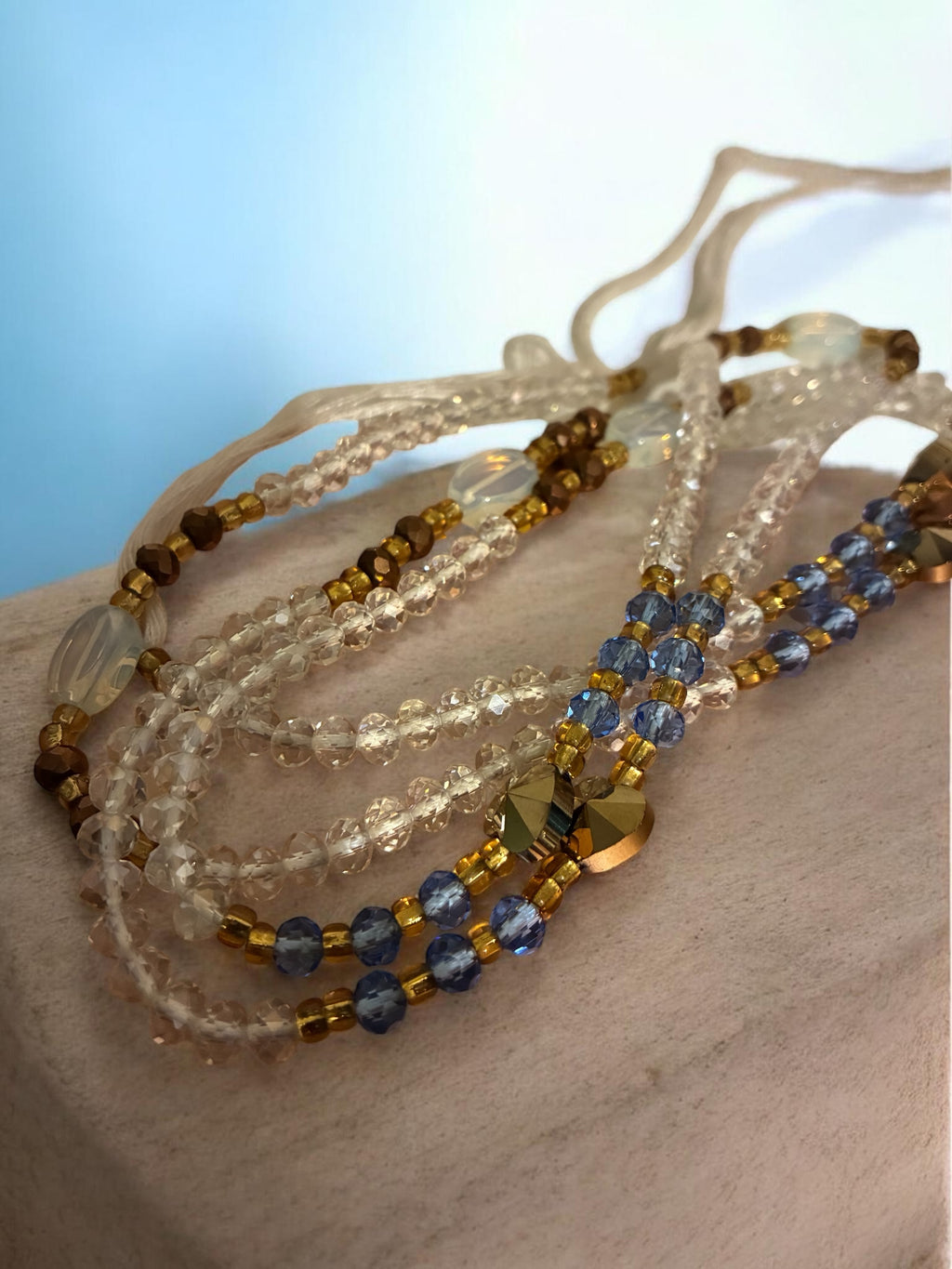 Aqua Crystal Clear Waist Beads