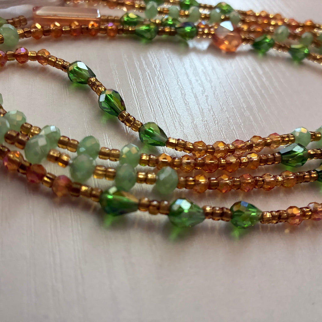 Emerald Doro Waist Beads, Traditional Tie-On African Waist Beads