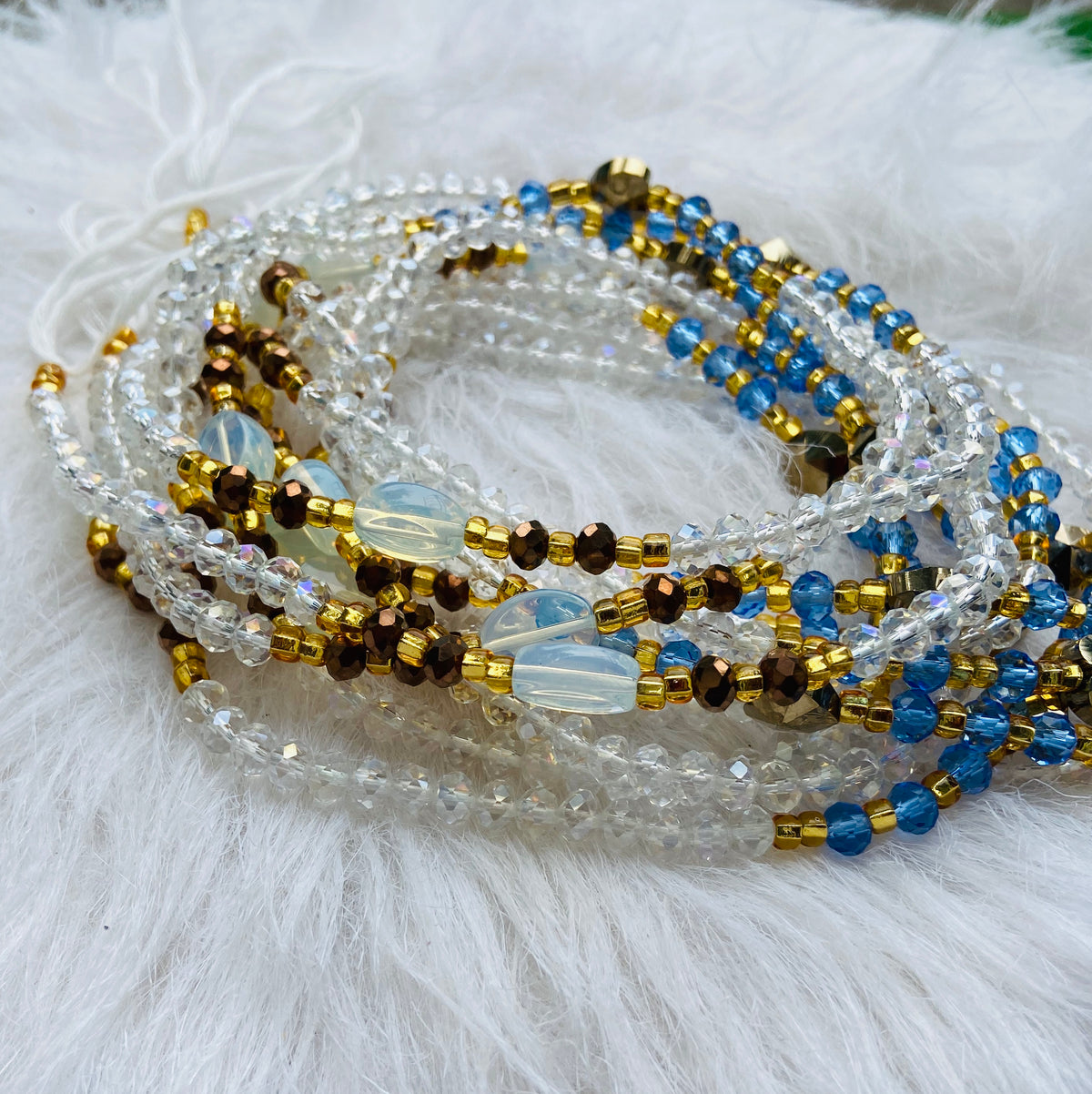Aqua Crystal Clear Waist Beads