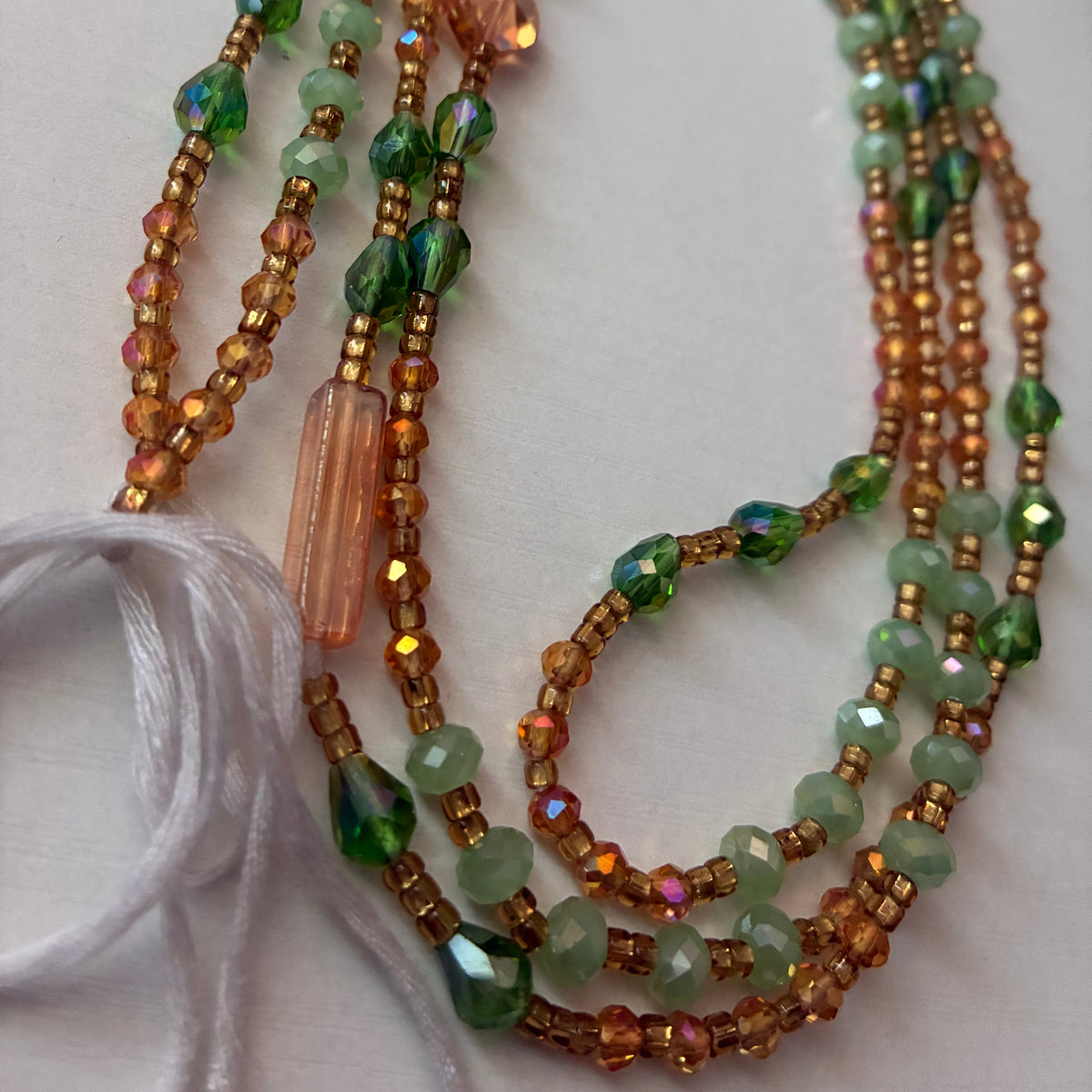Emerald Doro Waist Beads, Traditional Tie-On African Waist Beads