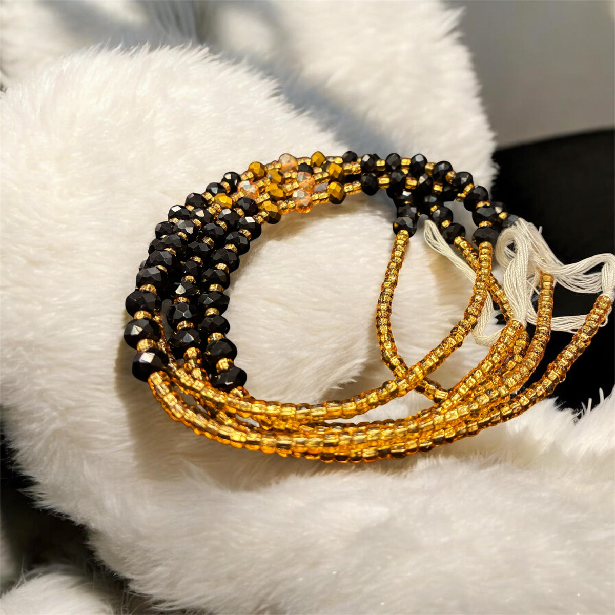 Midnight Majesty Traditional Tie-on African Waist Beads- Handcrafted in Ghana