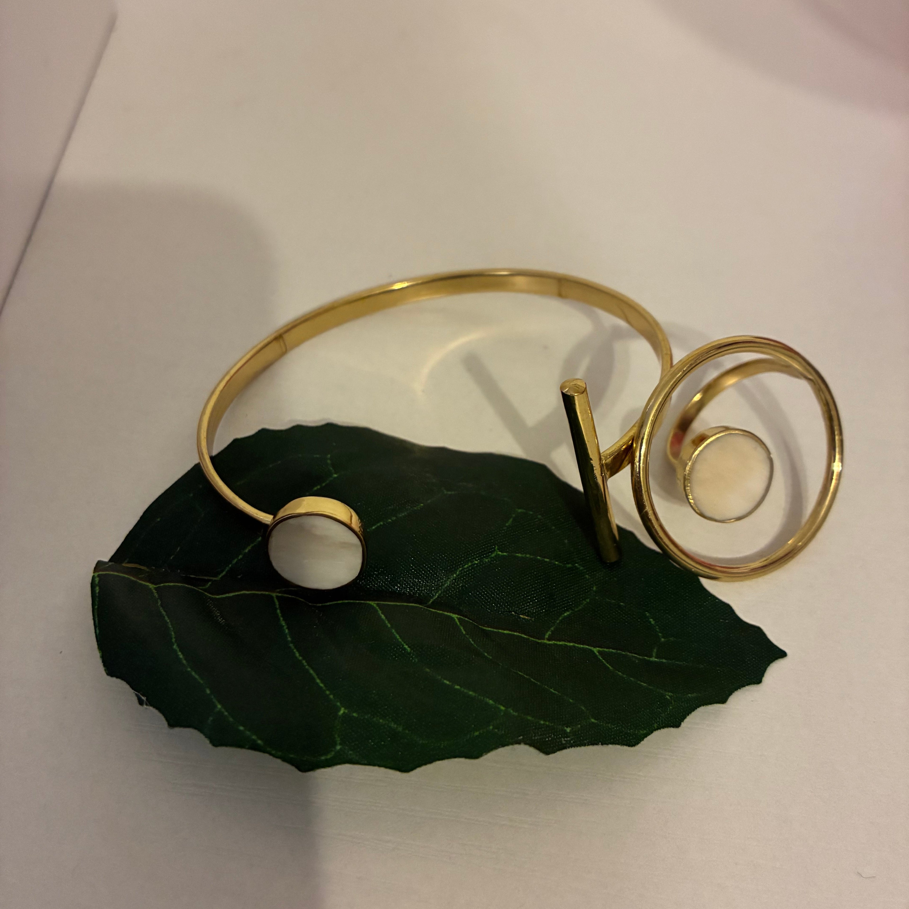Zahara Brass Cuff and Ring Set
