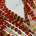 Ruby Glow Waist Beads, Traditional Tie-On African Waist Beads - Handcrafted in Ghana