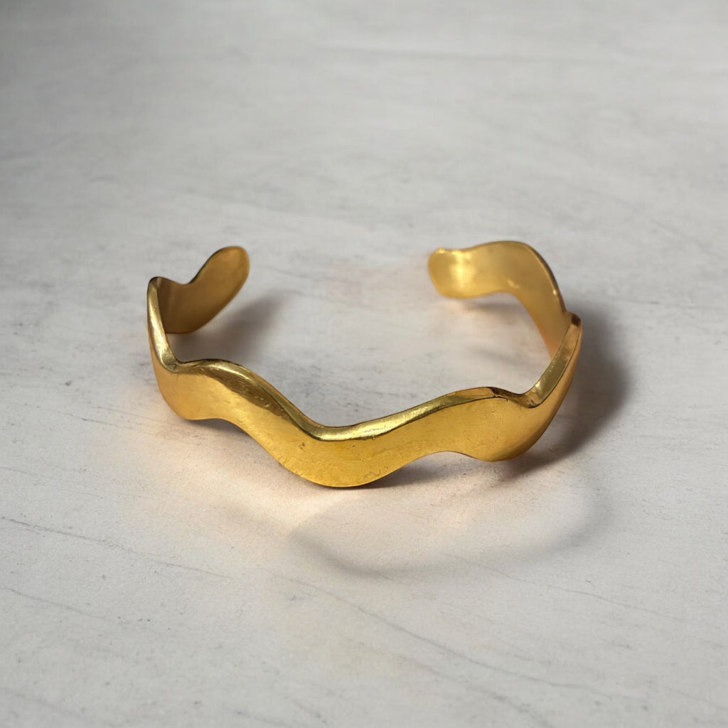 Wave of Gold Brass Cuff