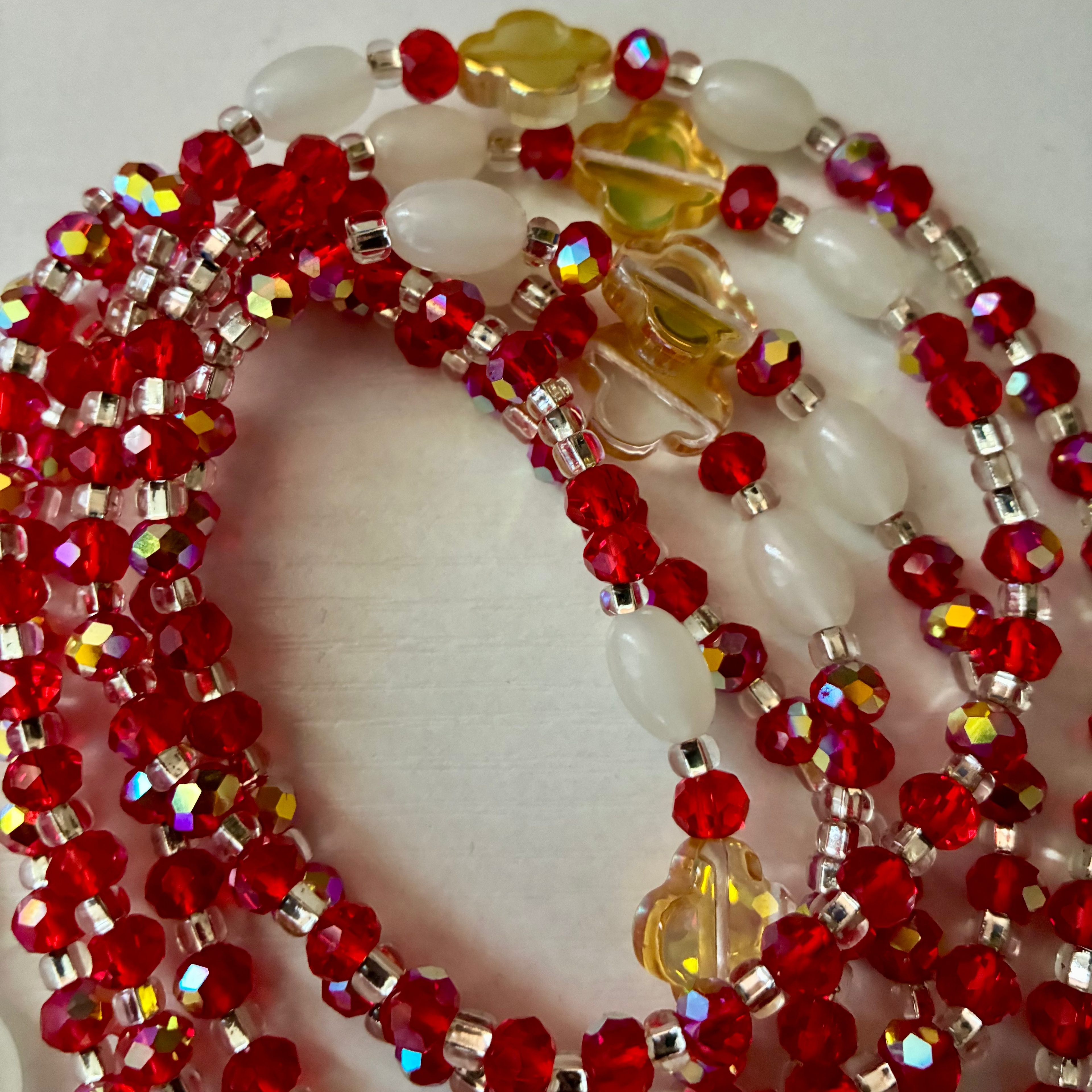 Ruby Royale Waist Beads, Traditional Tie-On African Waist Beads - Handcrafted in Ghana