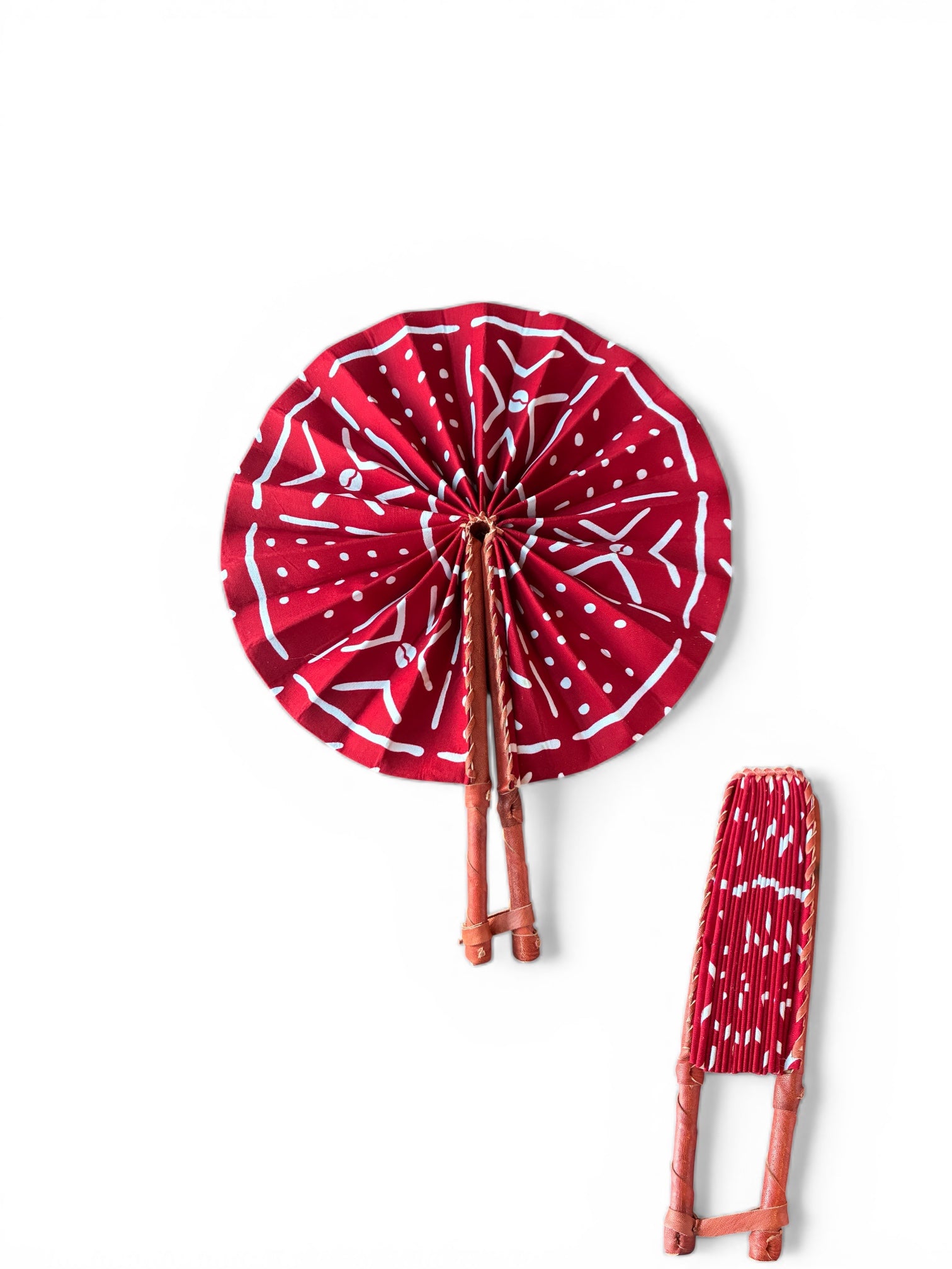 Crimson Adinkra Fan