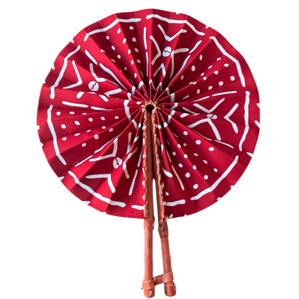 Crimson Adinkra Fan