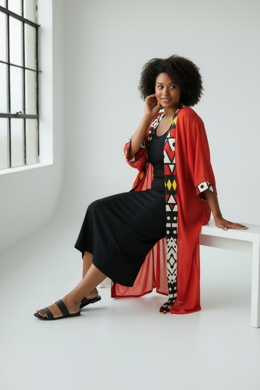 Royal Geometry Ankara Kimono