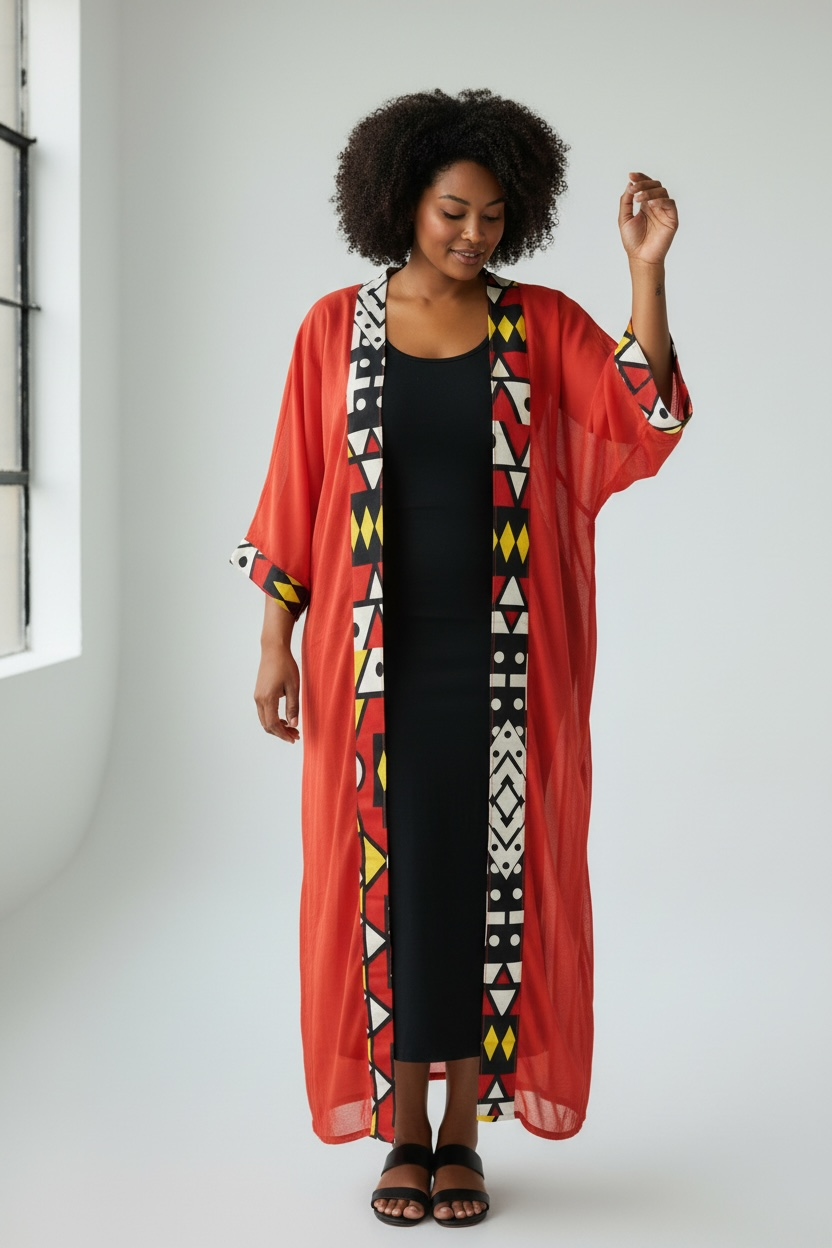 Royal Geometry Ankara Kimono
