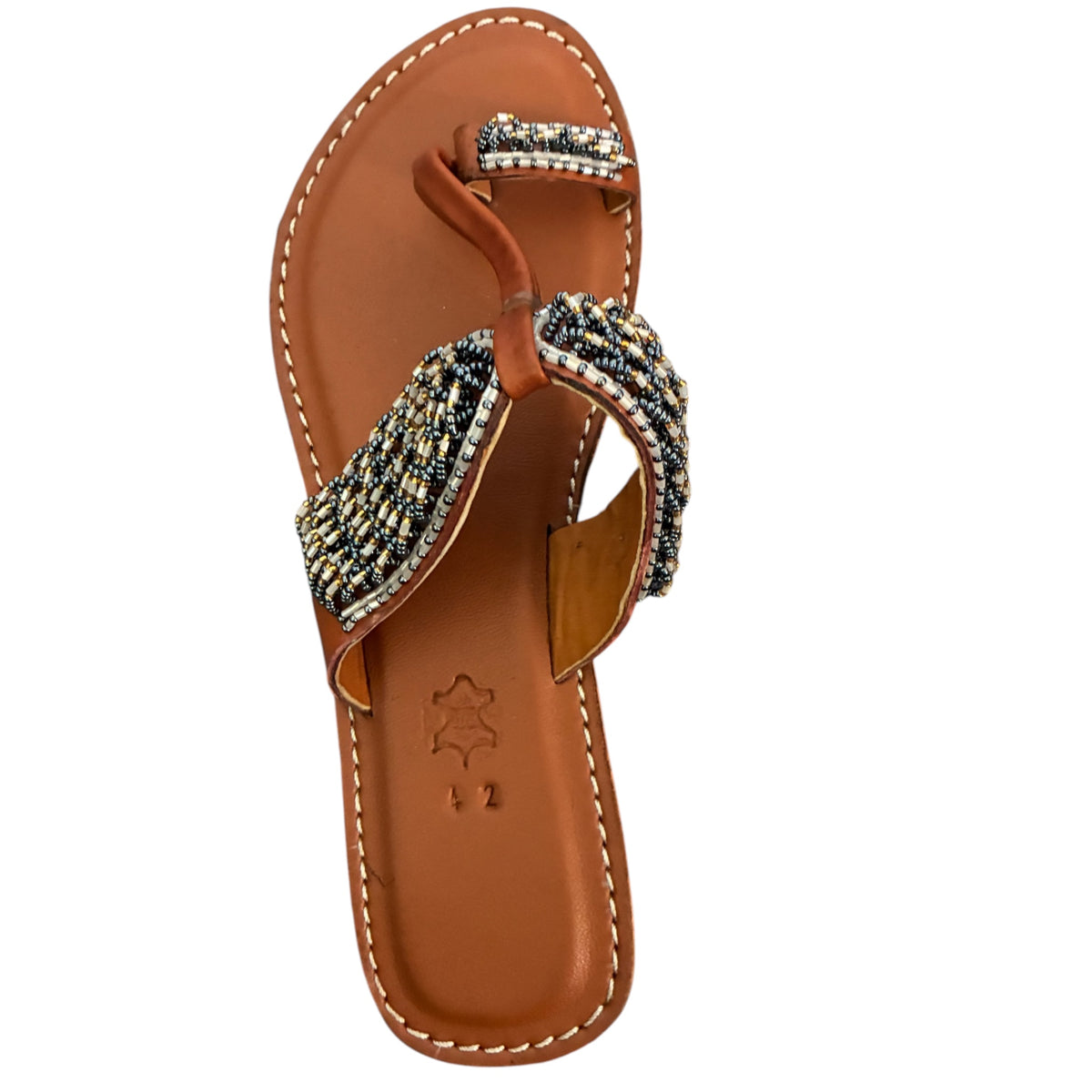 Cognac Beaded Sandals – Handmade in Kenya