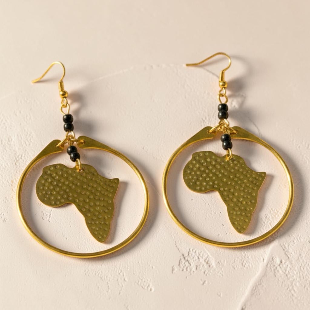 Handmade Africa Brass Hoop Earrings