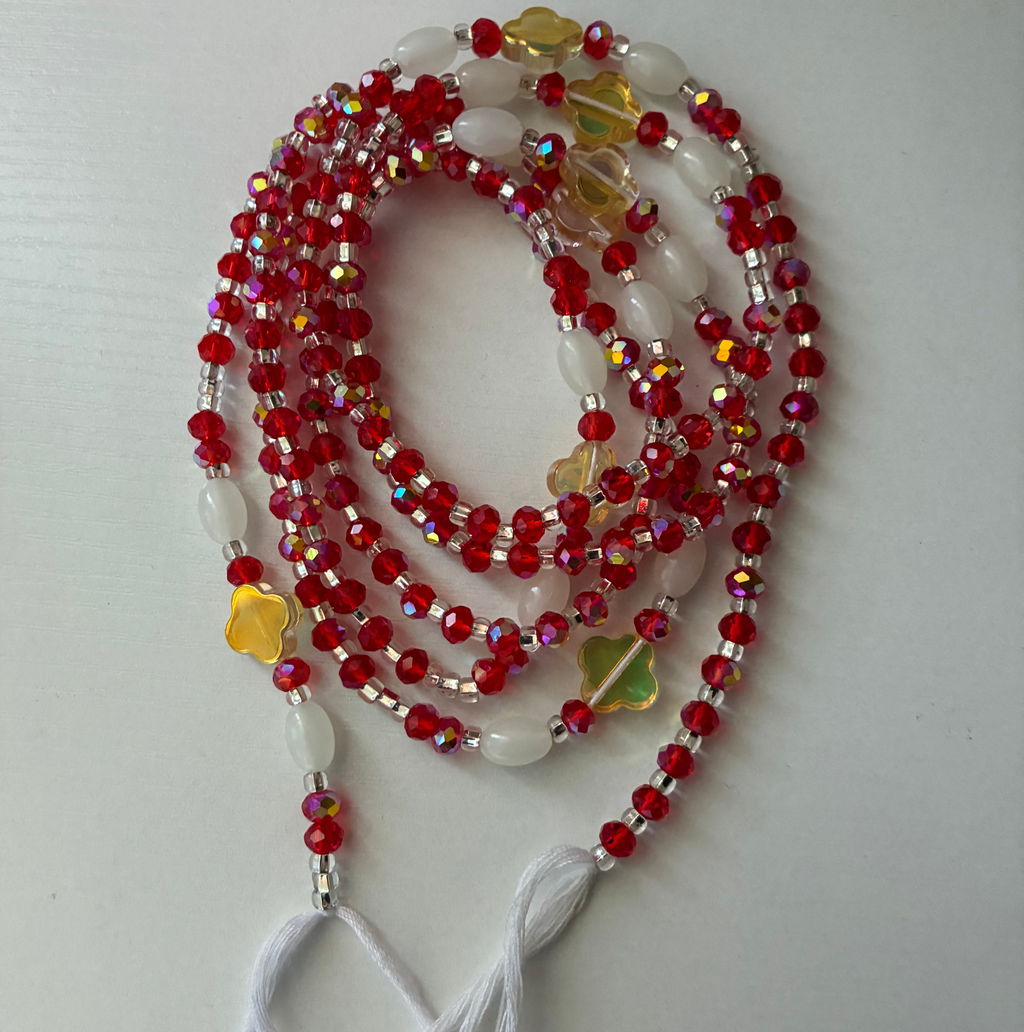 Ruby Royale Waist Beads, Traditional Tie-On African Waist Beads - Handcrafted in Ghana