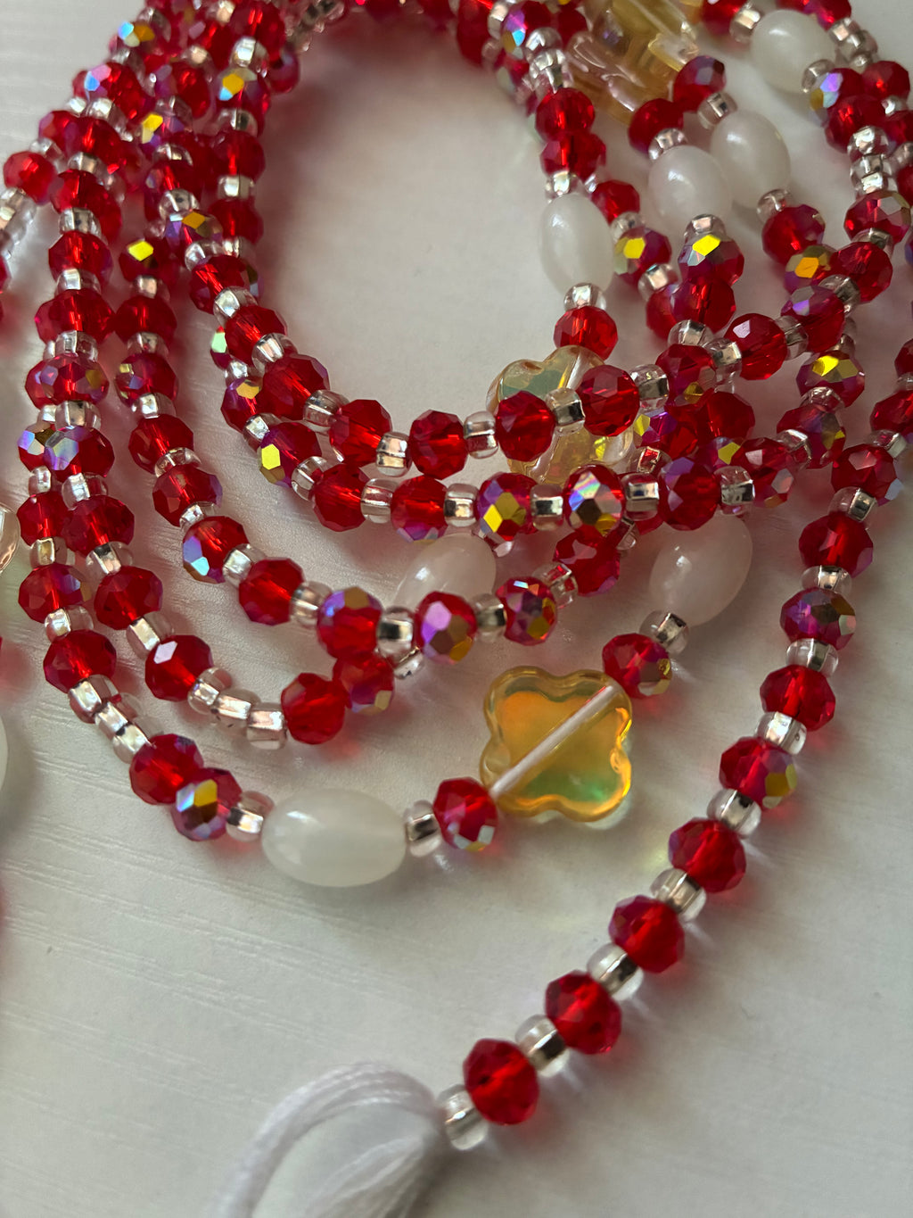 Ruby Royale Waist Beads, Traditional Tie-On African Waist Beads - Handcrafted in Ghana