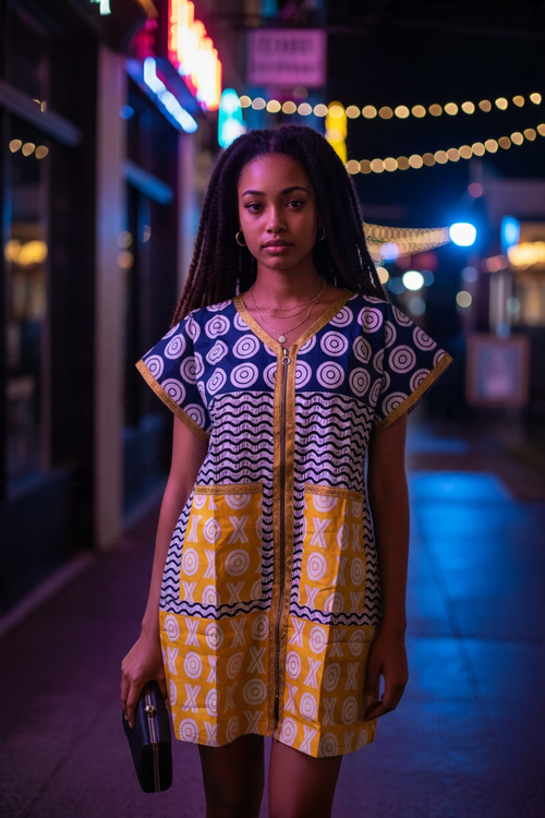 Ankara Mini Kaftan Dress XOXO