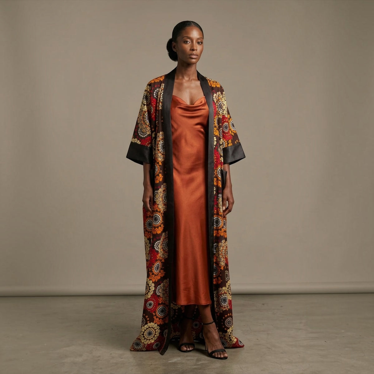 Ember Bloom Long Ankara Kimono - Handmade in Ghana